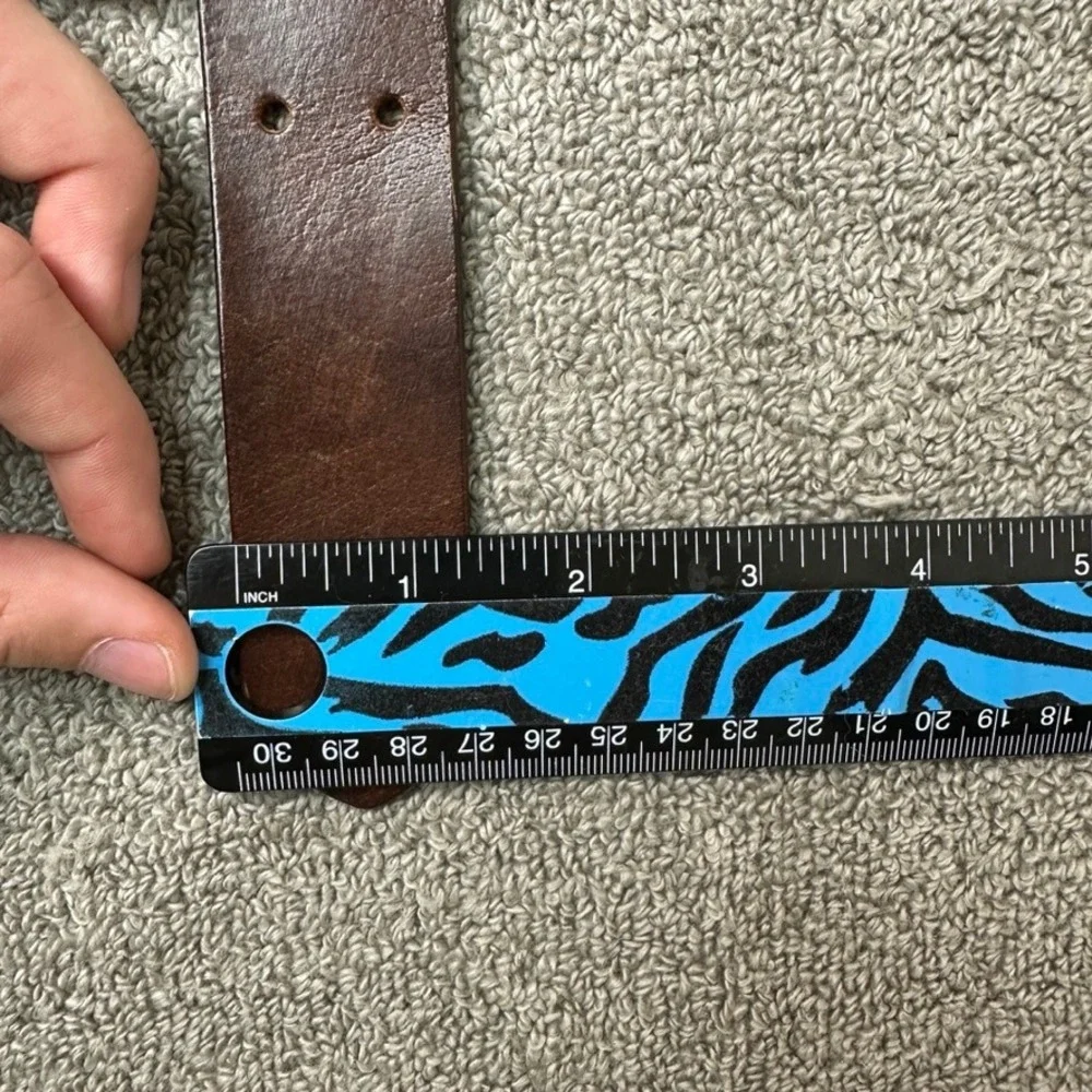 Mens Brown Cowhide Leather Double Prong Belt Made in USA Size 40 Workwear Class